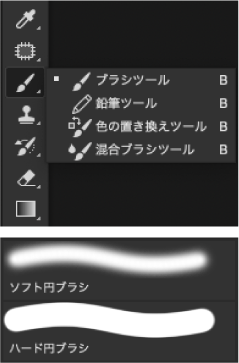 ブラシツールの選択