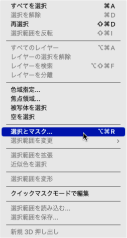 選択とマスクメニュー